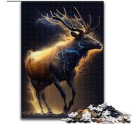 Puzzle da 1000 pezzi per adulti "Alce in fuga", in legno, dimensioni 50x75cm, gioco interattivo per famiglie, regalo creativo con opere d'arte colorate.
