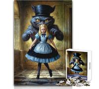 Puzzle da 1000 pezzi per adulti Alice e il gatto del Cheshire Divertimento in famiglia e serata di giochi Analisi e logica Giocattoli antistress Dimensioni 50x75cm