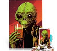 Puzzle da 1000 pezzi per adulti Alieno con una birra per il giocattolo di sfida del gioco educativo Giocattoli per la decorazione della casa 38x26cm