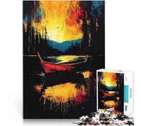 Puzzle da 1000 pezzi per adulti Alla deriva nel fuoco - Scena di barca astratta espressionista Gioco a quiz Regali di Babbo Natale segreto 75x50cm