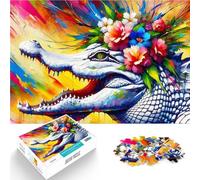 Puzzle da 1000 pezzi per adulti Alligatore in fiore maestoso in acrilico Gioco a quiz Ogni pezzo è unico - Gioco divertente e stimolante per tutta la famiglia 38x26cm