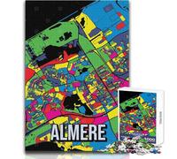 Puzzle da 1000 pezzi per adulti Almere Pop Art Paesi Bassi Mappa della città Rompicapo Giochi per famiglie Apprendimento Educativo Regalo di compleanno Dimensioni 50x75cm