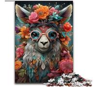 Puzzle da 1000 pezzi per adulti, Alpaca colorati in legno, livello di abilità principiante, ottimo come regalo di compleanno e per le feste, 50x75cm, festa di compleanno per uomini e donne