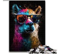 Puzzle da 1000 pezzi per adulti, Alpaca colorato con occhiali, puzzle in cartone, gioco interattivo per famiglie, decorazione fai da te per la casa, stimolante rompicapo regalo, 1000 pezzi(26x38cm)