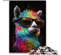 Puzzle da 1000 pezzi per adulti, Alpaca colorato con occhiali, puzzle in legno, gioco di attività per famiglie, decorazione da parete per la casa, 1000 pezzi(50x75cm)