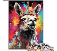 Puzzle da 1000 pezzi per adulti Alpaca con corona Puzzle per adulti dimensioni 50x75cm Perfetto per adolescenti, legame familiare, rompicapo e regalo fai da te per la casa