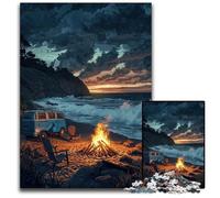 Puzzle da 1000 pezzi per adulti ambientati in spiaggia e attorno al fuoco ideali per il divertimento in famiglia il relax e come regalo per le feste. 1000 pezzi (75x50cm).