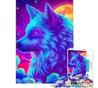 Puzzle da 1000 pezzi per adulti ambientazione cosmica con lupo al neon sfida educativa difficile rilassante adatto a partire dai 14 anni (38x26cm)