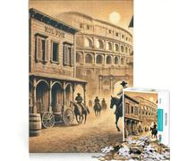 Puzzle da 1000 pezzi per adulti ambientazione western con città e Colosseo sullo sfondo gioco pratico decorazione per la casa compleanno e Natale 50x75cm