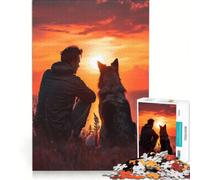 Puzzle da 1000 pezzi per adulti "Amicizia tra uomo e cani" gioco pratico attività divertente da fare a casa ideale come regalo per tutta la famiglia 38x52cm