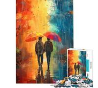 Puzzle da 1000 pezzi per adulti "Amore sotto la pioggia" Giochi rilassanti per adulti Un'opera d'arte Difficile e stimolante (Dimensioni 38x52cm)
