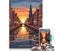 Puzzle da 1000 pezzi per adulti Amsterdam | Sfida difficile Giocattoli per la decorazione della casa Adatti alle coppie 38x26cm