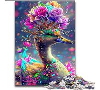 Puzzle da 1000 pezzi per adulti, anatre con corone di fiori, puzzle per serate di gioco in famiglia, esperienza visiva stimolante e gratificante (dimensioni: 26x38cm)