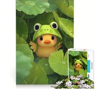 Puzzle da 1000 pezzi per adulti: Anatroccolo con cappello da rana tra le ninfee, gioco pratico, migliora la memoria, compleanno e Natale 38x52cm