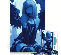 Puzzle da 1000 pezzi per adulti,Angelo blu con ali,Ragazza anime,Taglio preciso,Gioco di logica e pensiero,Tempo libero divertente,Scena natalizia artistica 38x52cm