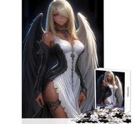 Puzzle da 1000 pezzi per adulti Angelo con ali bianche e nere Ragazza anime Giocattolo Decorazione da parete Idee regalo Giochi rilassanti Migliorare l'amore tra coppie Dimensioni 38x52cm