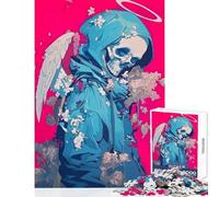 Puzzle da 1000 pezzi per adulti Angelo della morte con fiori Giocattolo Decorazione da parete Opera d'arte Regalo Gioco pratico Migliora l'amore tra coppie Dimensioni 50x75cm