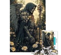 Puzzle da 1000 pezzi per adulti Angelo scheletrico in un campo Gioco rompicapo Schema di montaggio amici e familiari (dimensioni 50x75cm)