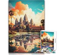 Puzzle da 1000 pezzi per adulti, Angkor Wat, dipinto a olio, giochi educativi, antistress, regalo per compleanni, dimensioni 38x52cm