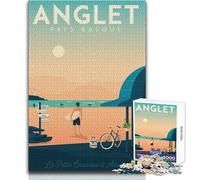 Puzzle da 1000 pezzi per adulti Anglet Travel Poster Gioco di sfida unico Analisi e logica Regali di compleanno Dimensioni 38x26cm