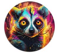 Puzzle da 1000 pezzi per adulti, animale psichedelico, lemure, puzzle rotondo in cartone, sviluppa le capacità di coordinazione occhio-mano, perfetto come regalo di compleanno (67,5x67,5 cm)