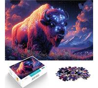 Puzzle da 1000 pezzi per adulti Animali astratti Bisonte Fatto di cartone per 14+ Opera d'arte Regali difficili per donne e uomini misurare：38x52cm