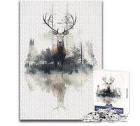 Puzzle da 1000 pezzi per adulti, animali, cervi, natura, arte, giocattolo, gioco intellettuale, analisi e logica, regalo per compleanni, dimensioni 50x75cm