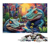 Puzzle da 1000 pezzi per adulti, animali, coccodrilli del Nilo, puzzle in legno ideale per gli innamorati, perfetto regalo di Natale, Capodanno, San Valentino, 50x75CM/19,68x29,52 pollici.