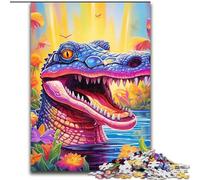 Puzzle da 1000 pezzi per adulti, animali, coccodrilli del Nilo, puzzle in legno, per adolescenti e ragazzi, compleanno e festa, 1000 pezzi(50x75cm)