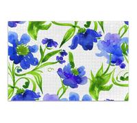 Puzzle da 1000 pezzi per adulti animali del fumetto personalizzato adulti arte puzzle floreale acquerello floreale blu bianco elefanti regali, 75 x 50 cm