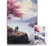 Puzzle da 1000 pezzi per adulti Anime Cherry Tree Lake Giocattolo Gioco intellettuale Analisi e logica Regalo per compleanni Dimensioni 38x52cm