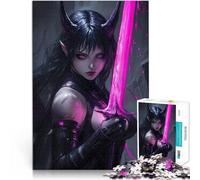 Puzzle da 1000 pezzi per adulti Anime Cybergirl Guerriera Malvagia sfida educativa con pezzi completamente interconnessi di forma casuale 38x26cm