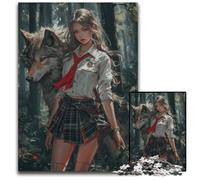 Puzzle da 1000 pezzi per adulti Anime Girl And The Wolf Puzzle per adulti Regalo perfetto per compleanni e festività 1000 pezzi (38x26 cm)