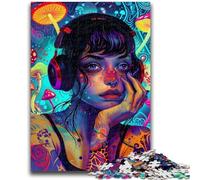 Puzzle da 1000 pezzi per adulti Anime Psichedelico Ragazza per 14 anni e oltre Interessanti regali per ridurre lo stress per amici e familiari 26x38cm