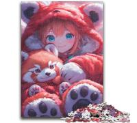 Puzzle da 1000 pezzi per adulti Anime Red Panda Girl Adatto per età 14+ Gioco intellettuale Gioco educativo per compleanno e Natale 26x38cm