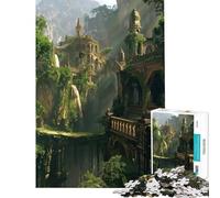 Puzzle da 1000 pezzi per adulti: antico castello nella giungla Gioco rompicapo per adulti decorazione da parete compleanno e Natale (dimensioni 50x75cm)