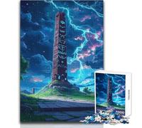 Puzzle da 1000 pezzi per adulti, antico obelisco sotto la tempesta, giochi educativi, antistress, regalo per compleanni, dimensioni 38x52cm