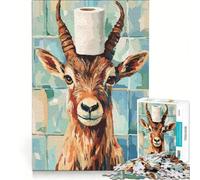 Puzzle da 1000 pezzi per adulti: Antilope con carta igienica in testa, gioco divertente, stimolante da completare, per rafforzare l'amore tra le coppie 38x26cm