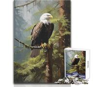 Puzzle da 1000 pezzi per adulti, aquila calva su un ramo, accogliente e rilassante, divertimento per il tempo libero, vestibilità perfetta, giocattolo di alta precisione, dimensioni 50x75cm