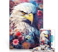 Puzzle da 1000 pezzi per adulti aquila calva tra i fiori Giocattolo educativo intellettuale decomprimente per la decorazione della casa 75x50cm