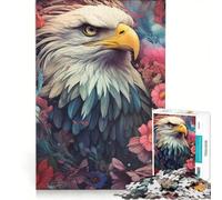 Puzzle da 1000 pezzi per adulti: Aquila calva tra i fiori, gioco rompicapo, difficile, per rafforzare l'amore tra le coppie 50x75cm