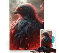 Puzzle da 1000 pezzi per adulti,Aquila nera con occhi rossi,bordo pulito,gioco di logica,gioco di inattività,decorazione natalizia 50x75cm