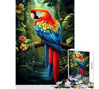 Puzzle da 1000 pezzi per adulti Ara scarlatta nella giungla Decorazione per la casa Giocattoli Idee regalo Gioco per famiglie con pezzi completamente interconnessi di forma casuale Dimensioni 50x75cm