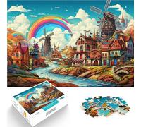 Puzzle da 1000 pezzi per adulti arcobaleno mulino a vento gioco a quiz 26 x 38 cm rafforza l'amore tra coppie per adolescenti dai 14 anni in su