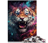 Puzzle da 1000 pezzi per adulti arrabbiato colorato Tiger puzzle cartone animato 26 x 38 cm antistress Staycation Tempo ucciso