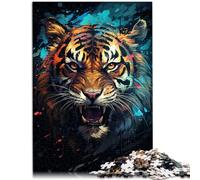 Puzzle da 1000 pezzi per adulti arrabbiato tigre colorata giochi educativi 26 x 38 cm intera famiglia per adolescenti dai 14 anni in su.