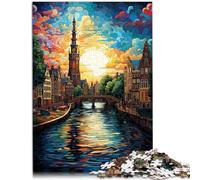 Puzzle da 1000 pezzi per adulti Art Amsterdam giocattolo pensiero sfida per l'intelligenza cerebrale giocattolo avvincente per bambini dai 14 anni in su, 26 x 38 cm