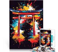 Puzzle da 1000 pezzi per adulti Arte a schizzi del cancello Torii Giocattoli fai da te Attività divertenti a casa, regali di compleanno, regali di viaggio, 75x50cm