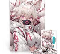 Puzzle da 1000 pezzi per adulti Arte anime della ragazza volpe bianca Antistress Sfida difficile perché è ideale come regalo per tutta la famiglia 75x50cm