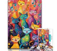 Puzzle da 1000 pezzi per adulti, arte astratta, gatto, per adolescenti, 1000 pezzi, giocattoli educativi per l'apprendimento, giochi per famiglie, migliorano l'amore tra coppie, 50x75cm
